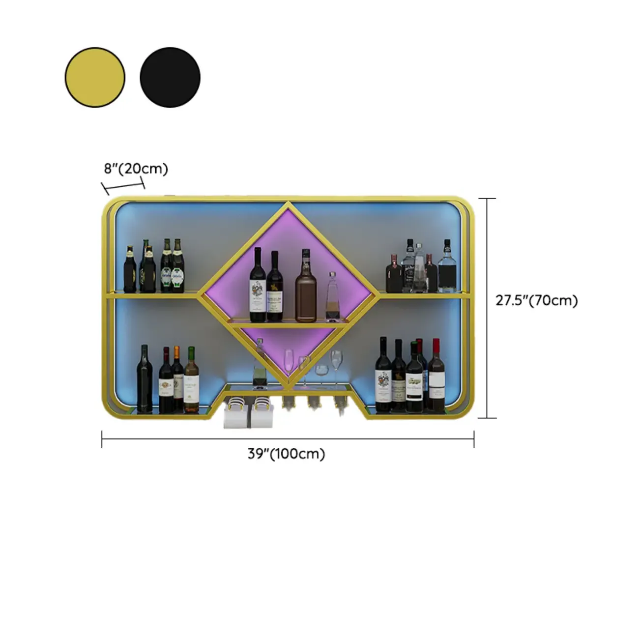 Gold Metal Diamond Wall-Mounted Wine Glass Rack