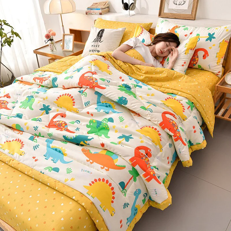HULIANFU PEIDUO Simple Modern Air Condition Thin Blanket Summer Quilt Cotton Fluffy Plaid Blanket On The Bed Comfortable Comforter - Deanwangkt