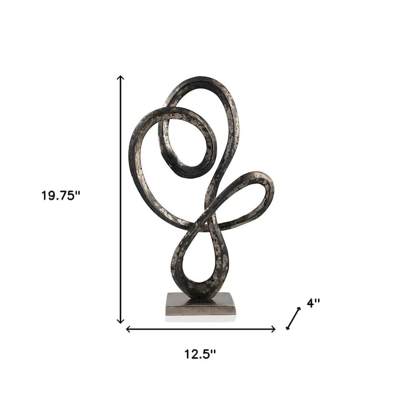 HomeRoots 20  Black and Silver Aluminum Modern Abstract Tabletop Sculpture - 12.5' X '19.75' X '4