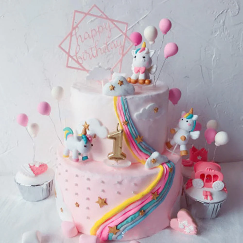 HULIANFU Unicorn Cake Topper Unicorn Brithday Party Supplies Unicorn Brithday Cake Decor 1st Girl Birthday Party Unicornion - Deanwangkt