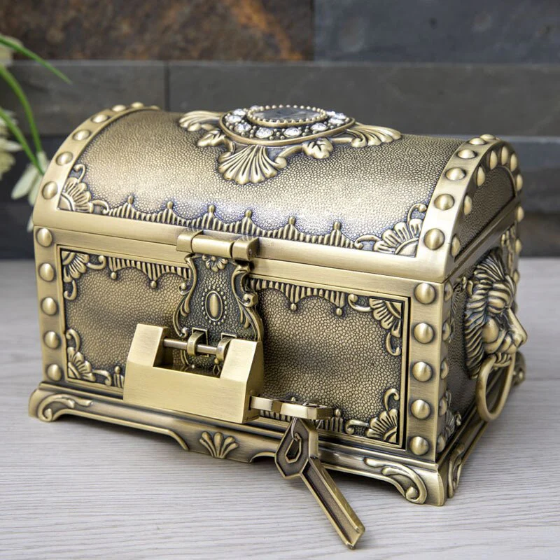 HULIANFU Luxury Golden Double Layers Jewelry Organizer Metal Storage Box Desk Makeup Organizers Box With Drawer Gift For Girl Friend.Z223 - Deanwangkt