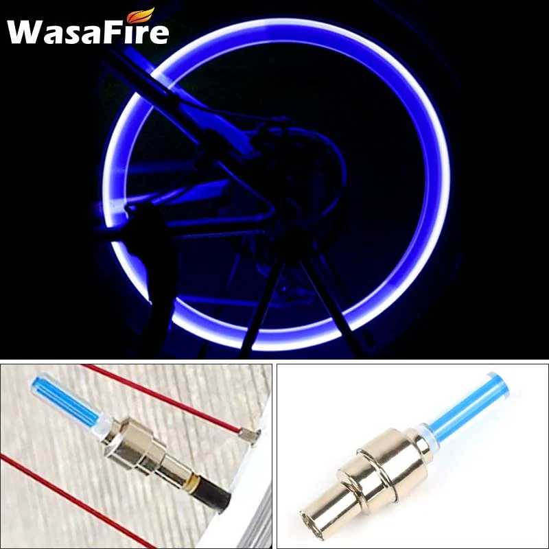 HULIANFU WasaFire Neon Bike Spoke Light Mini LED Bicycle Taillight MTB Wheel Tire Nozzle Valve Caps Lamp Cycling Warning Head Rear Light - Deanwangkt