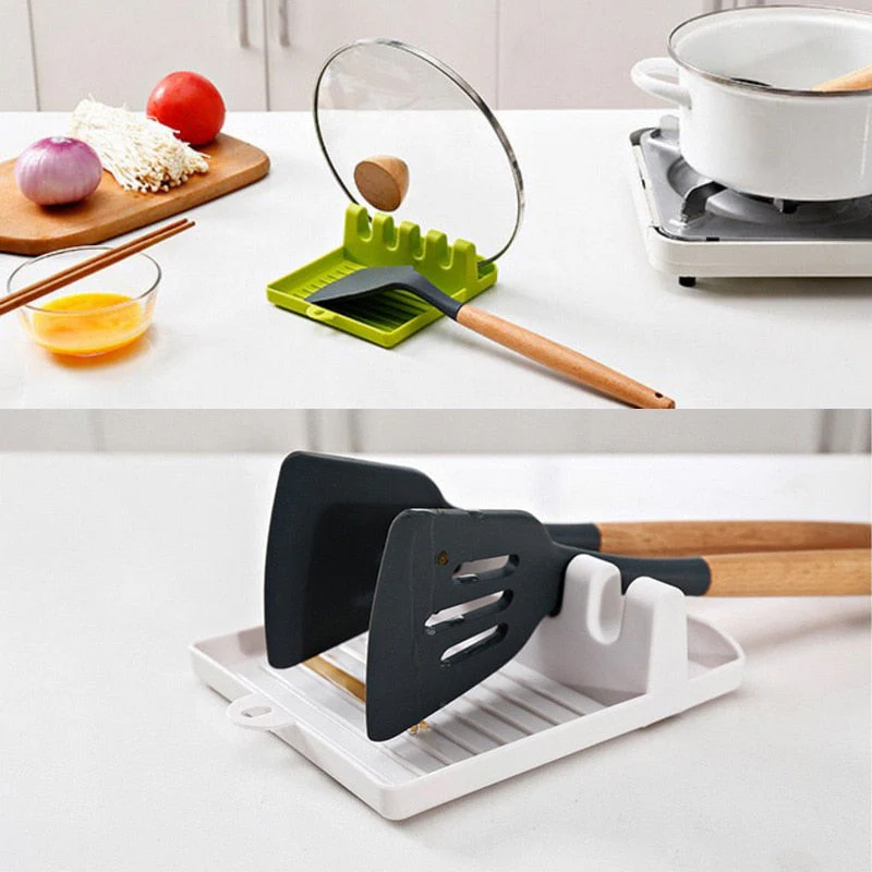 HULIANFU Kitchen Spoon Holders Fork Spatula Rack Shelf Organizer Plastic Spoon Rest Chopsticks Holder Non-slip Spoons Pad Kitchen Utensil - Deanwangkt