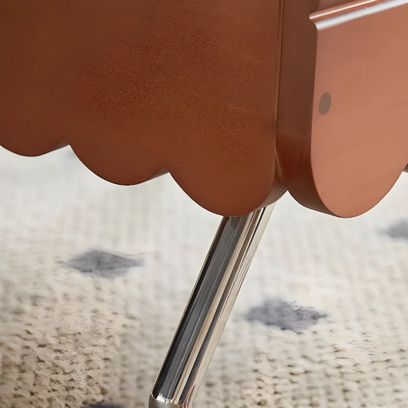 Adjustable Walnut Wood Flower Shaped Coffee Table with Wheels
