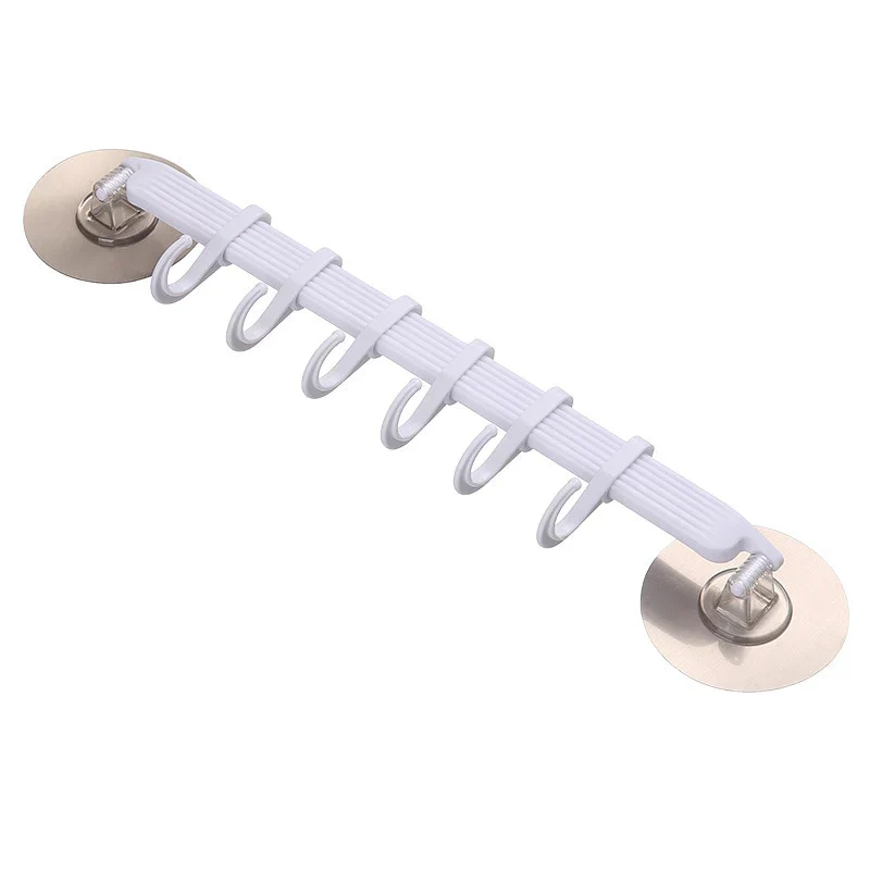 HULIANFU Organizer Hook Plastic Bathroom Sucker Vacuum Frame Towel Double Adjustable Wall Tool Shelves Flexible Cupboard Holder Hanger - Deanwangkt