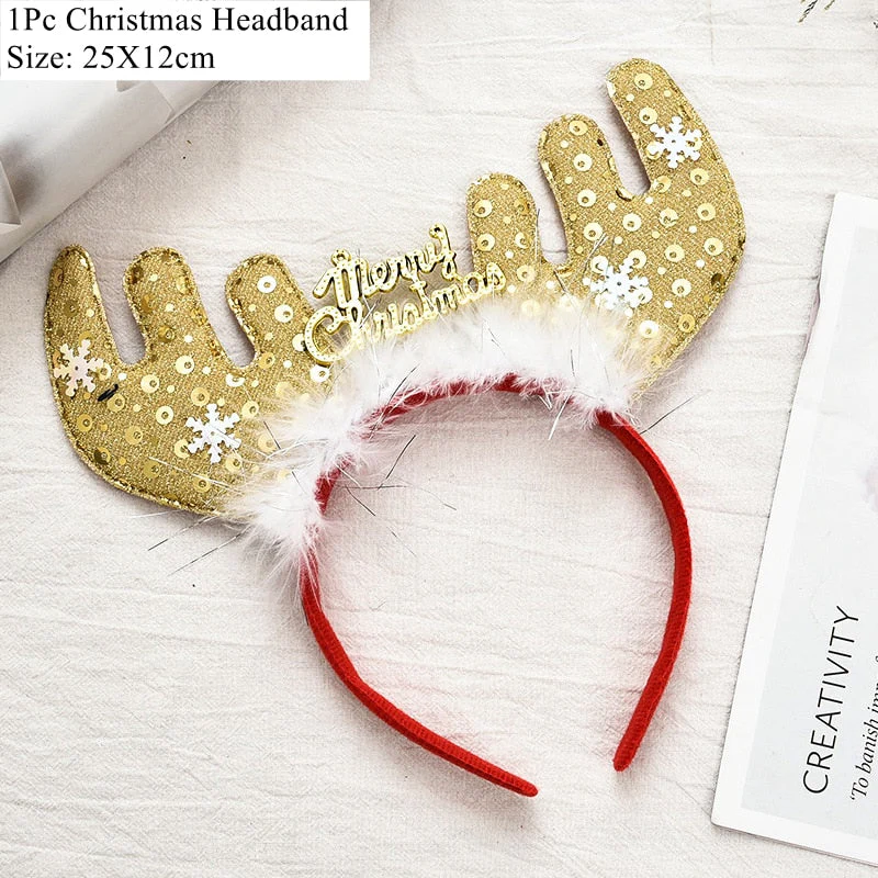 HULIANFU 2026  LuanQI Christmas Headbands for Children Adult Hair Band Red Christmas Santa Claus Snowman Antlers Headband Xmas Decoration Gifts - Deanwangkt