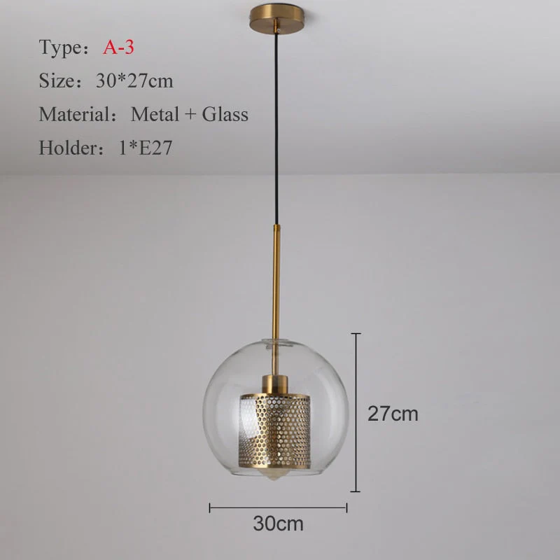 HULIANFU Sliver Bronze Loft Modern Pendant Light Glass Ball Hanging Lamp Kitchen Light Fixture Dining Hanglamp  Living Room Luminaire - Deanwangkt