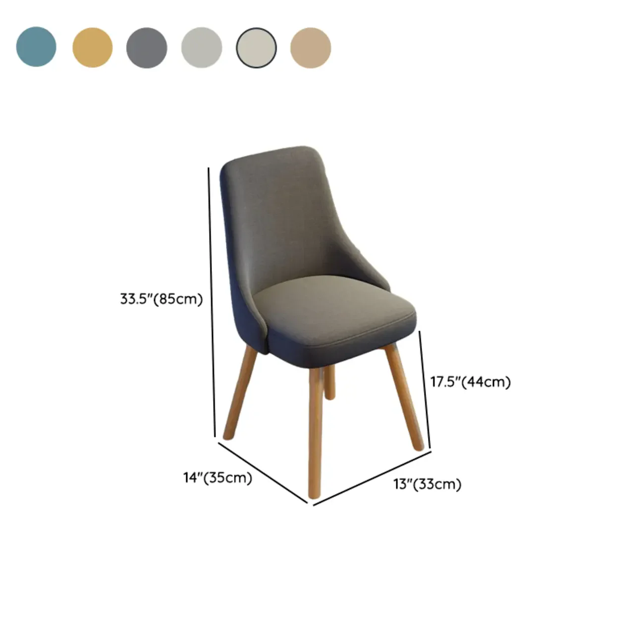 White Fabric Upholstered Solid Back Dining Chair