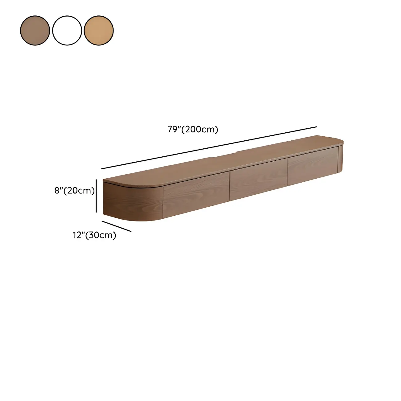 Scandinavian Wood Wall-mount TV Stand with Lift Drawers