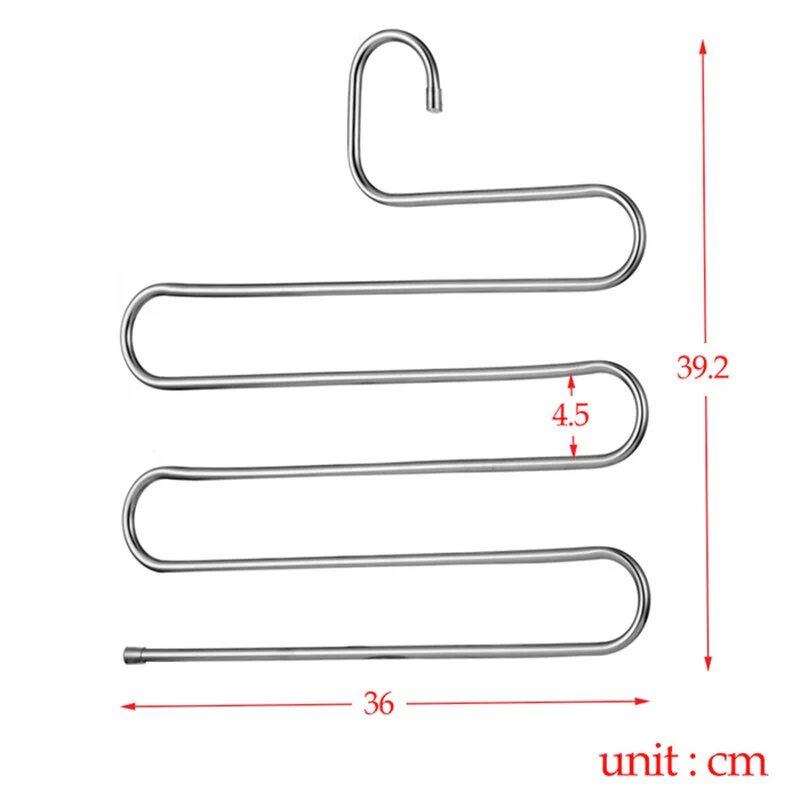 HULIANFU S-shaped 5 Layers Trousers Hanger Rack Bathroom Kitchen organizer Pants Holder Tie Rack for Clothes Hanger Stainless Steel - Deanwangkt