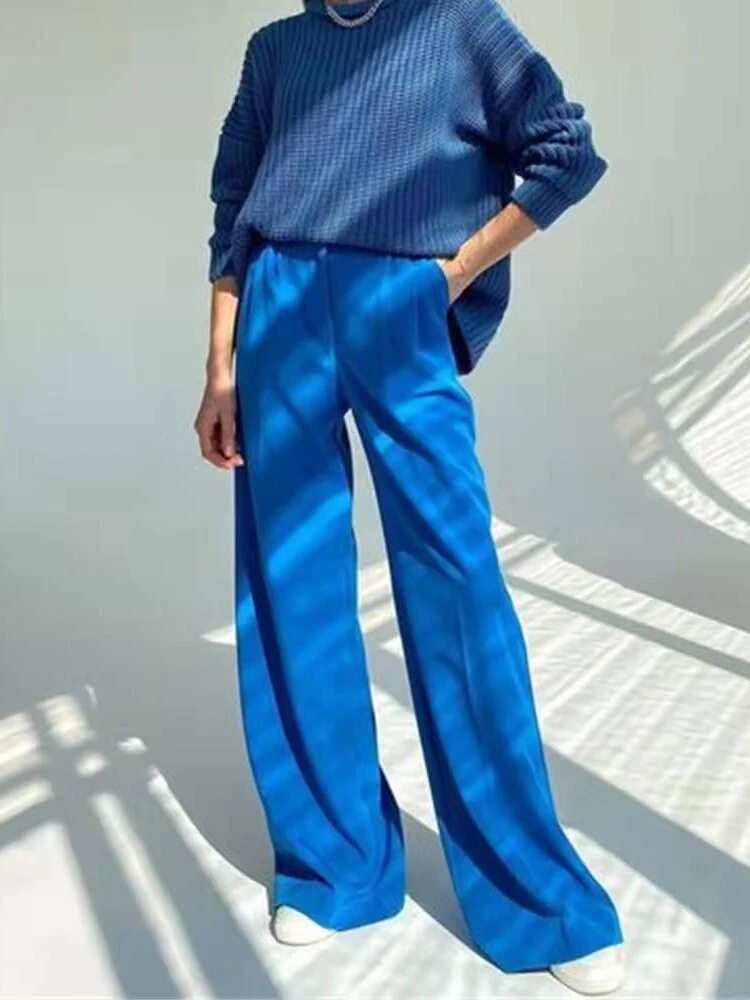 Women's Pants Female Clothing Streetwear Women High Waist Drape Premium Loose Wide Leg Pants Fashionable Temperament Wild - Deanwangkt