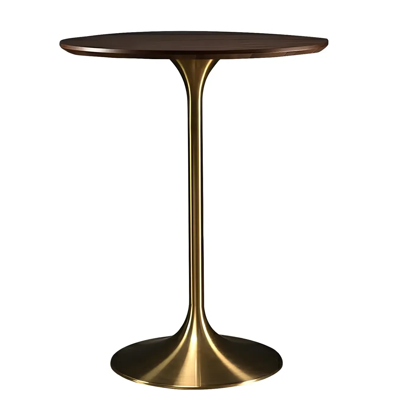 Round Glam Brown Gold Metal Tulip Base Bar Tables