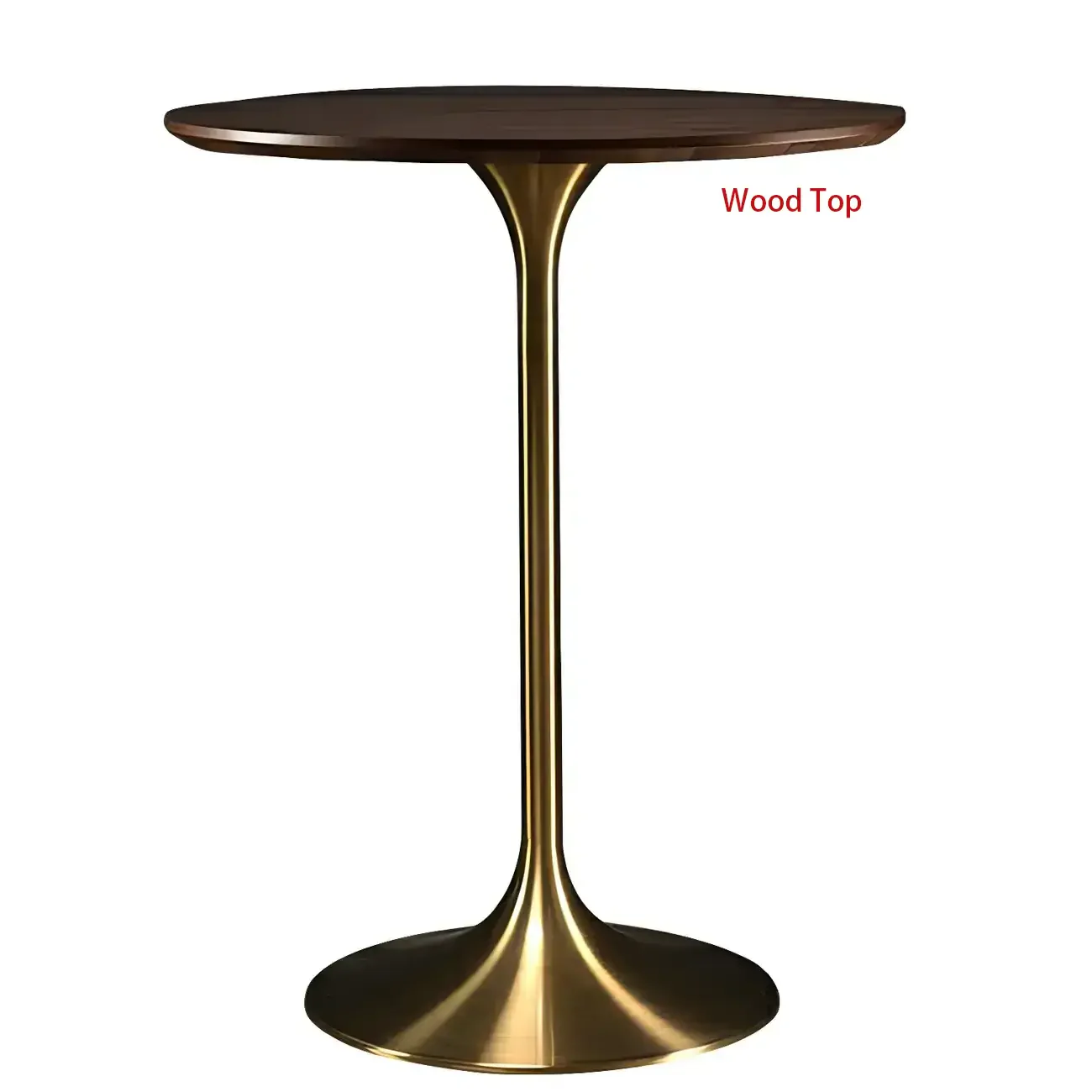 Round Glam Brown Gold Metal Tulip Base Bar Tables