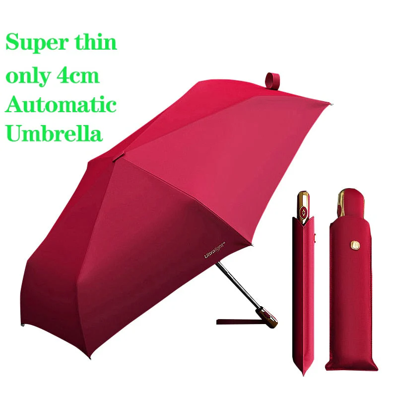 HULIANFU Super Thin Women Automatic Umbrella For Raining Ultralight High Quality UV Umbrella Girls  Portable Folding Umbrellas Parasol - Deanwangkt