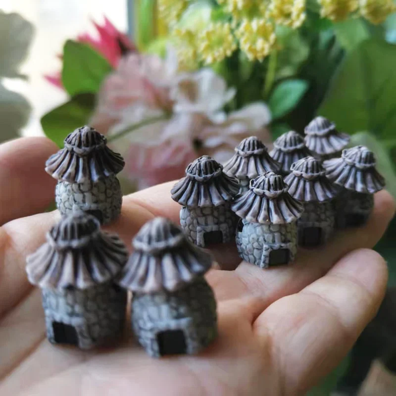 HULIANFU New~9 pcs mini house/little trees/miniatures cottage/shabby /cute/ fairy garden/gnome/moss terrarium home decor/crafts supplies - Deanwangkt