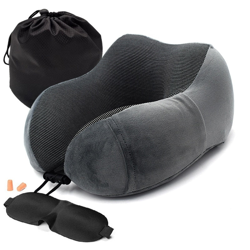 HULIANFU U Shaped Memory Foam Neck Pillows Soft Slow Rebound Space Travel Pillow Massage Neck Cervical Healthcare Bedding Drop Shipping - Deanwangkt