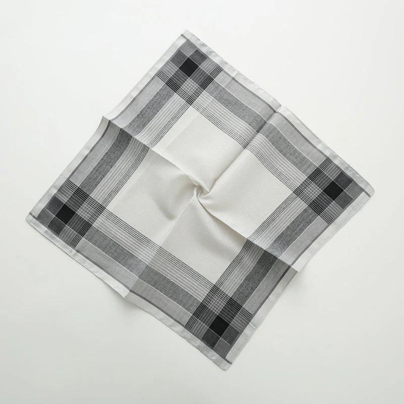 HULIANFU Men  Fashion Business Pure Cotton Jacquard Plaid Handkerchief Out Camping Picnic Eating Clean Portable Pocket Towel Harajuku - Deanwangkt