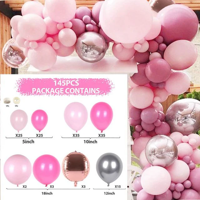 HULIANFU Macaron Pink Balloon Garland Arch Kit Wedding Birthday Party Decoration Kids Globos Rose Gold Confetti Latex Ballon Baby Shower - Deanwangkt