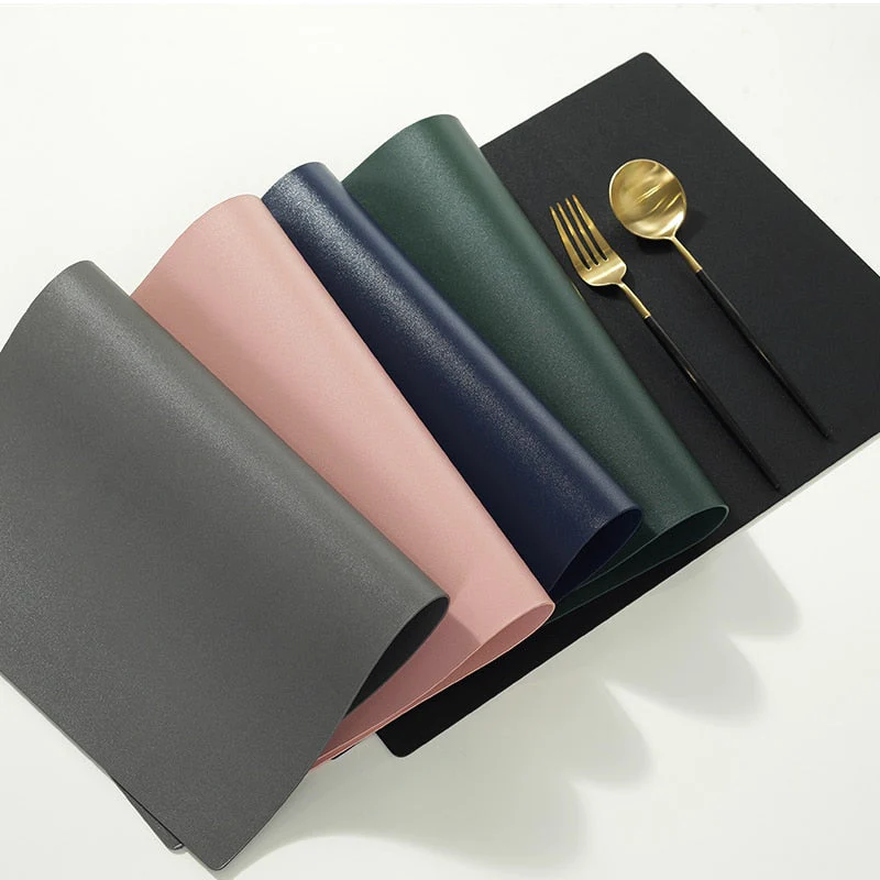 HULIANFU Rectangular Table Mat PU Leather Placemat  Waterproof Greaseproof  Pad Kitchen for Dining Anti-Scalding Insulation - Deanwangkt