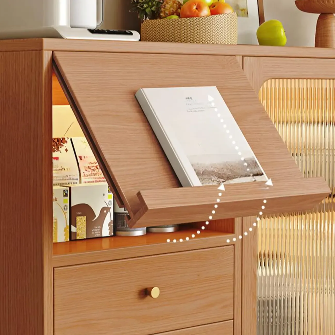 Natural Finish Rubberwood Sideboard with Drawers