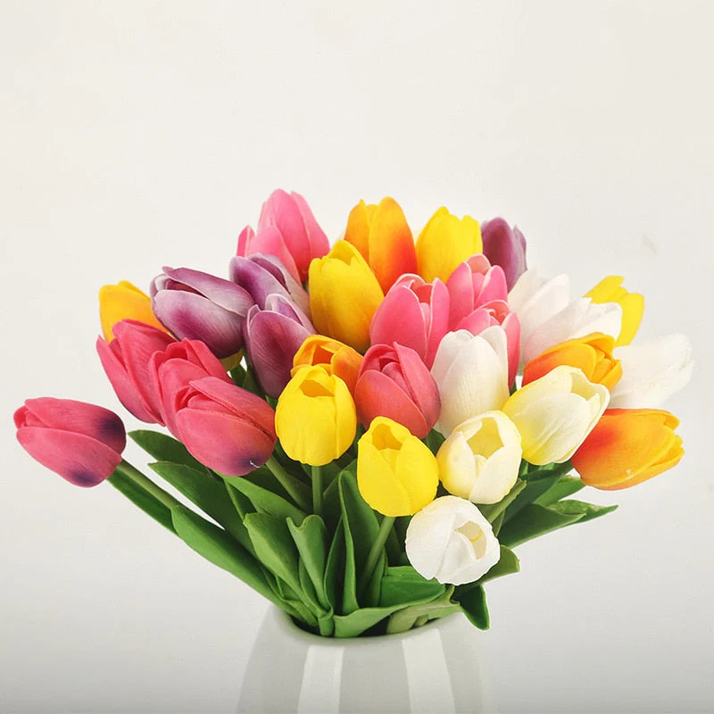 HULIANFU 2026  10PCS Artificial Flowers Garden Tulips Real Touch Flowers Tulip Bouquet Decor Mariage for Home Wedding Decorations Fake Flower - Deanwangkt