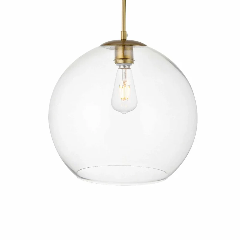 Elegant Lighting Baxter Single Light 14  Wide Pendant with Clear Glass