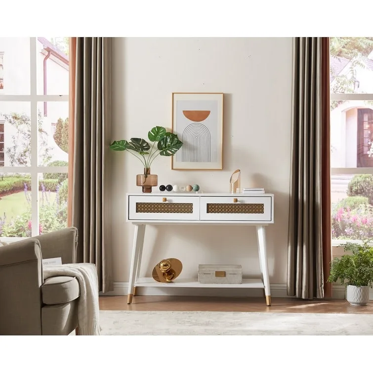 41.9 Wood 2-Drawer Console Table