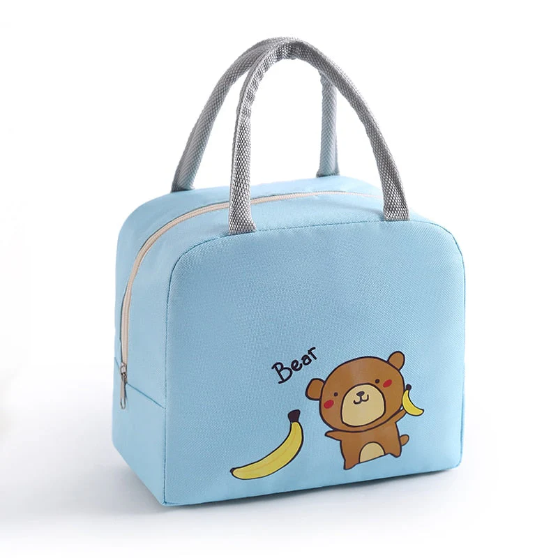 HULIANFU Portable Lunch Bag Lunch Box Thermal Insulated Canvas Tote Pouch Kids School Bento Portable Dinner Container Picnic Food Storage - Deanwangkt