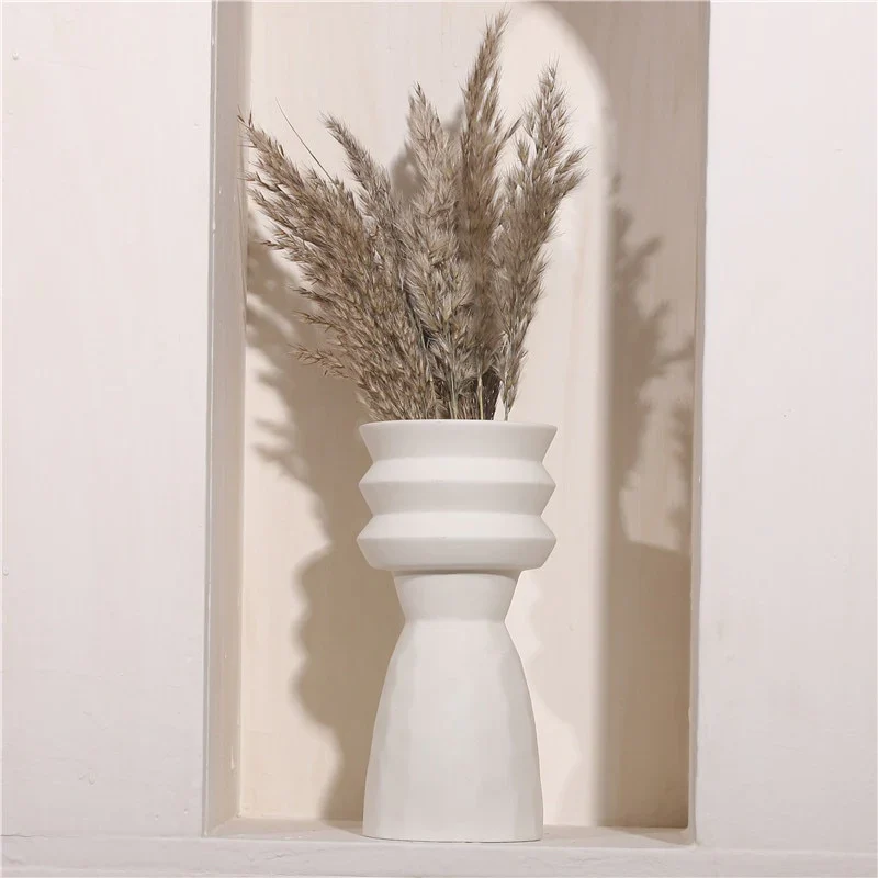 HULIANFU Nordic Ins Creative Ceramics Vase Home Ornaments White Vegetarian Flower Pot Vases Home Decorations Craft Gifts - Deanwangkt