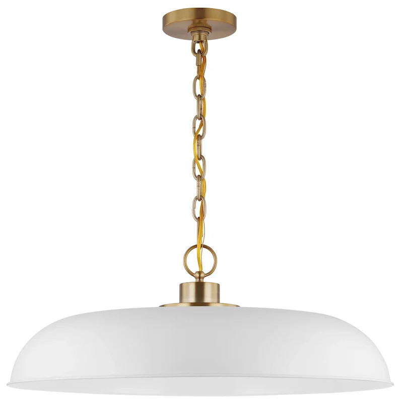 Colony 1 Light Large Pendant Matte White with Burnished Brass