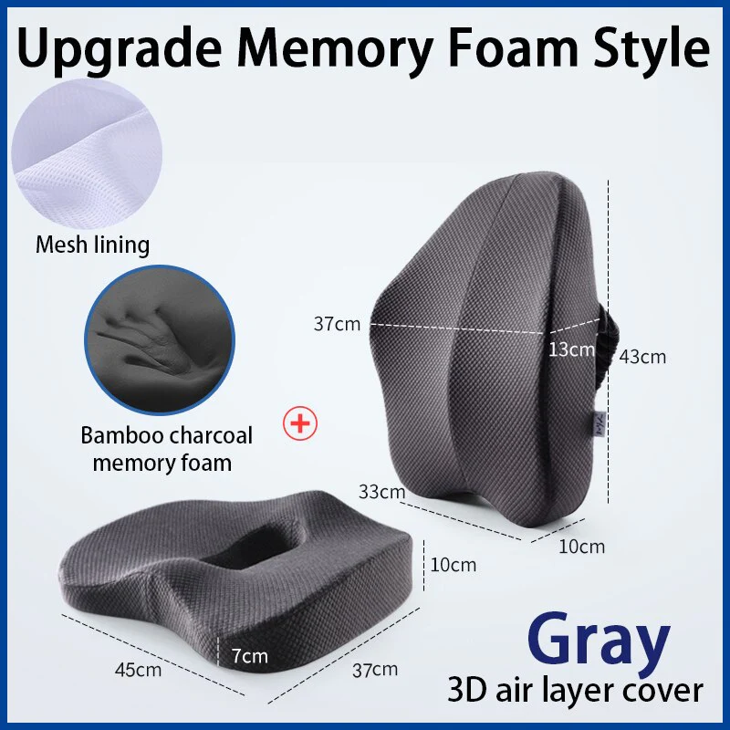 HULIANFU Memory Foam Seat Cushion Orthopedic Pillow Office Chair Cushion Lumbar Cushions Car Seat Butt Hemorrhoid Coccyx Vertebra Sets - Deanwangkt