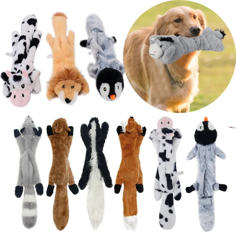 HULIANFU New Cute Plush Toys Squeak Pet Wolf Rabbit Animal Plush Toy Dog Chew Squeaky Whistling Involved Squirrel Dog Toys - Deanwangkt