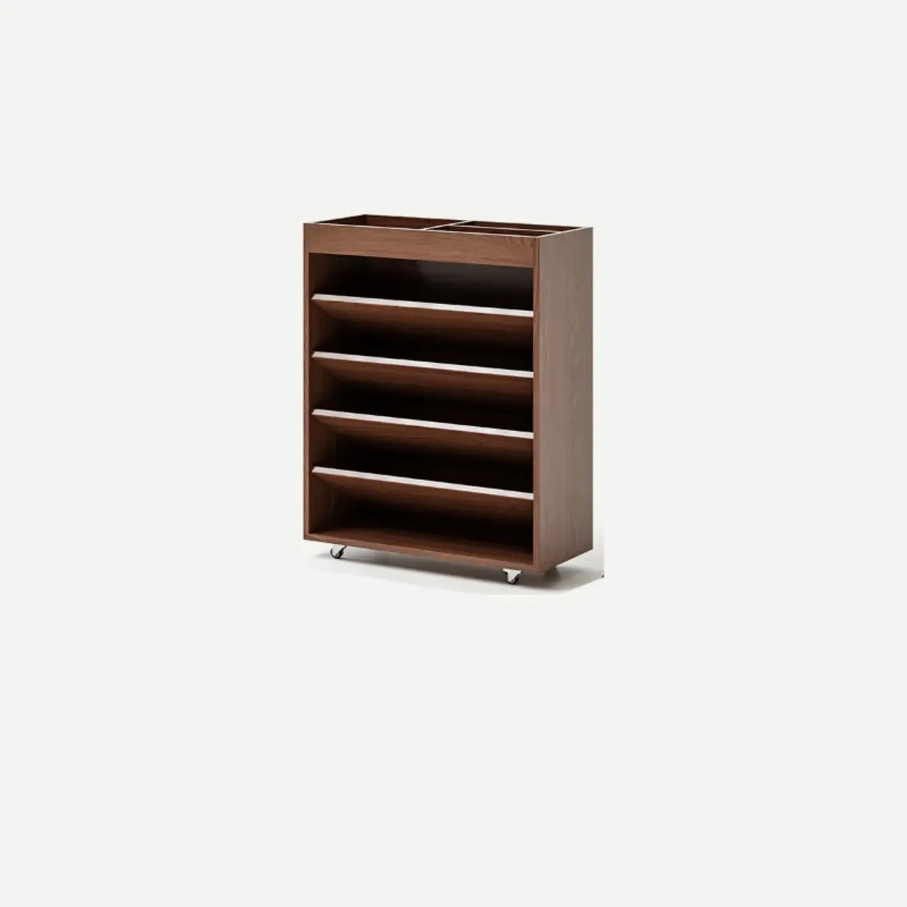 Mobile 5-Shelf Nut-Brown Wood Vertical Bookcase
