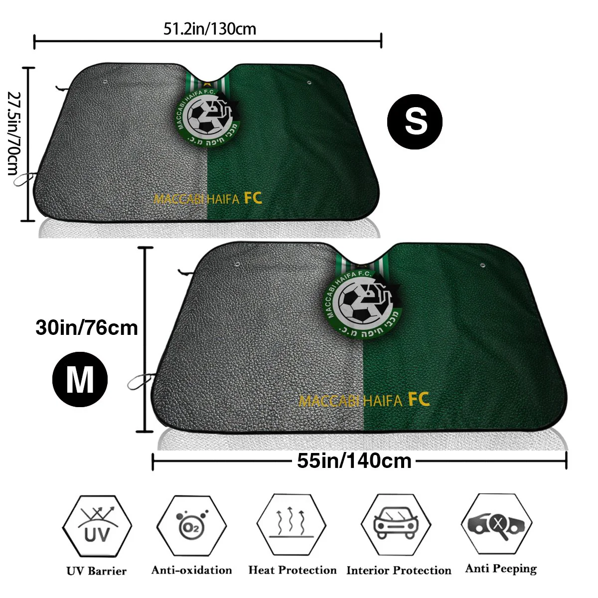 HULIANFU Israel Maccabi Haifa FC Car Windshield Sun Visor Can Effectively Block The Sun For Your Car - Deanwangkt