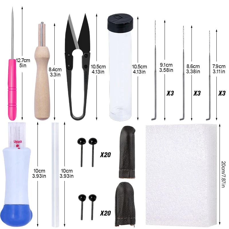 HULIANFU MIUSIE 16/25 Color Needle Felting Kit Wool Felting Tools Handmade Felt Needle Set 7pcs Pack Felting Fabric Materials Accessories - Deanwangkt
