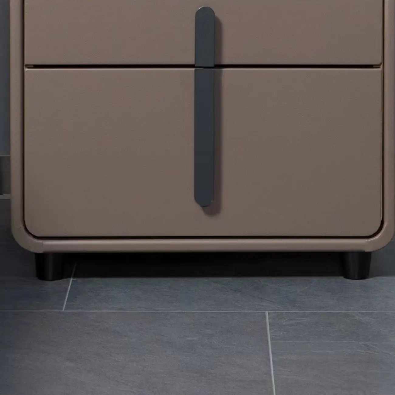 Modern Leather Top Wood 2-Drawer Nightstand