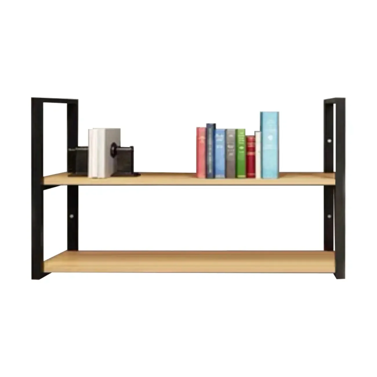 Industrial Wall-Mounted 3-Tier Wood Display Shelf