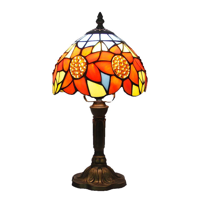 HULIANFU 2026  Mediterranean Style Restaurant Bar Cafe LED Vintage Desk Lamp Bedside Colorful Glass Table Lamps Nightstand Light Bedroom Lamp - Deanwangkt