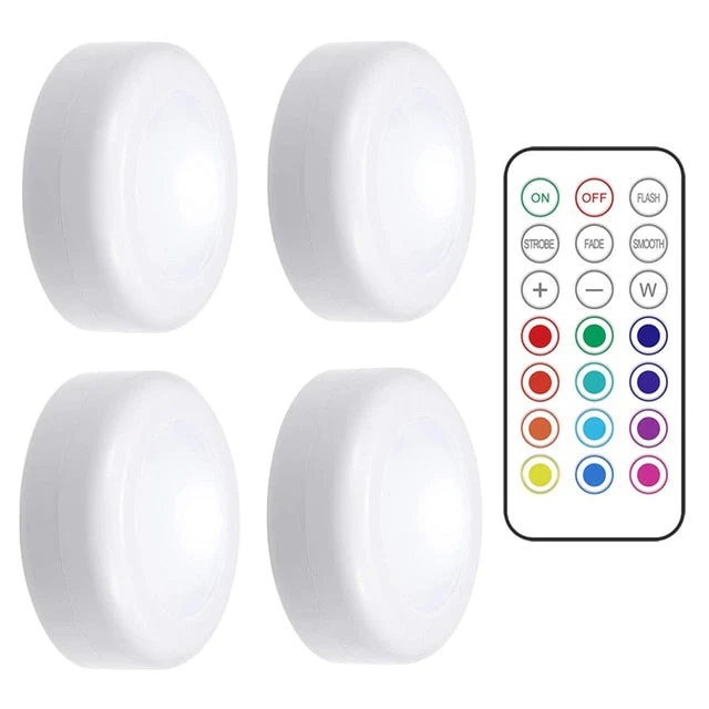 HULIANFU LED Puck Light Remote Control Dimmable Wireless Touch Sensor Battery Operated Portable Kitchen Hallway Closet Cabinet Night Lamp - Deanwangkt
