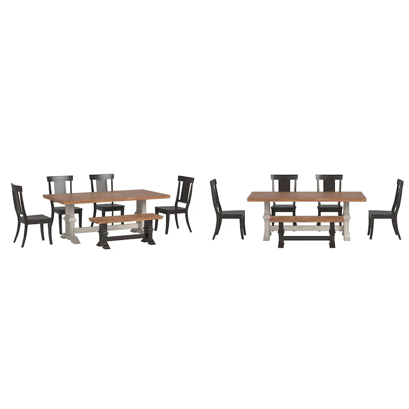 Ronda 78.7 Rectangular Solid Wood Top Dining Set with Panel Back Chairs