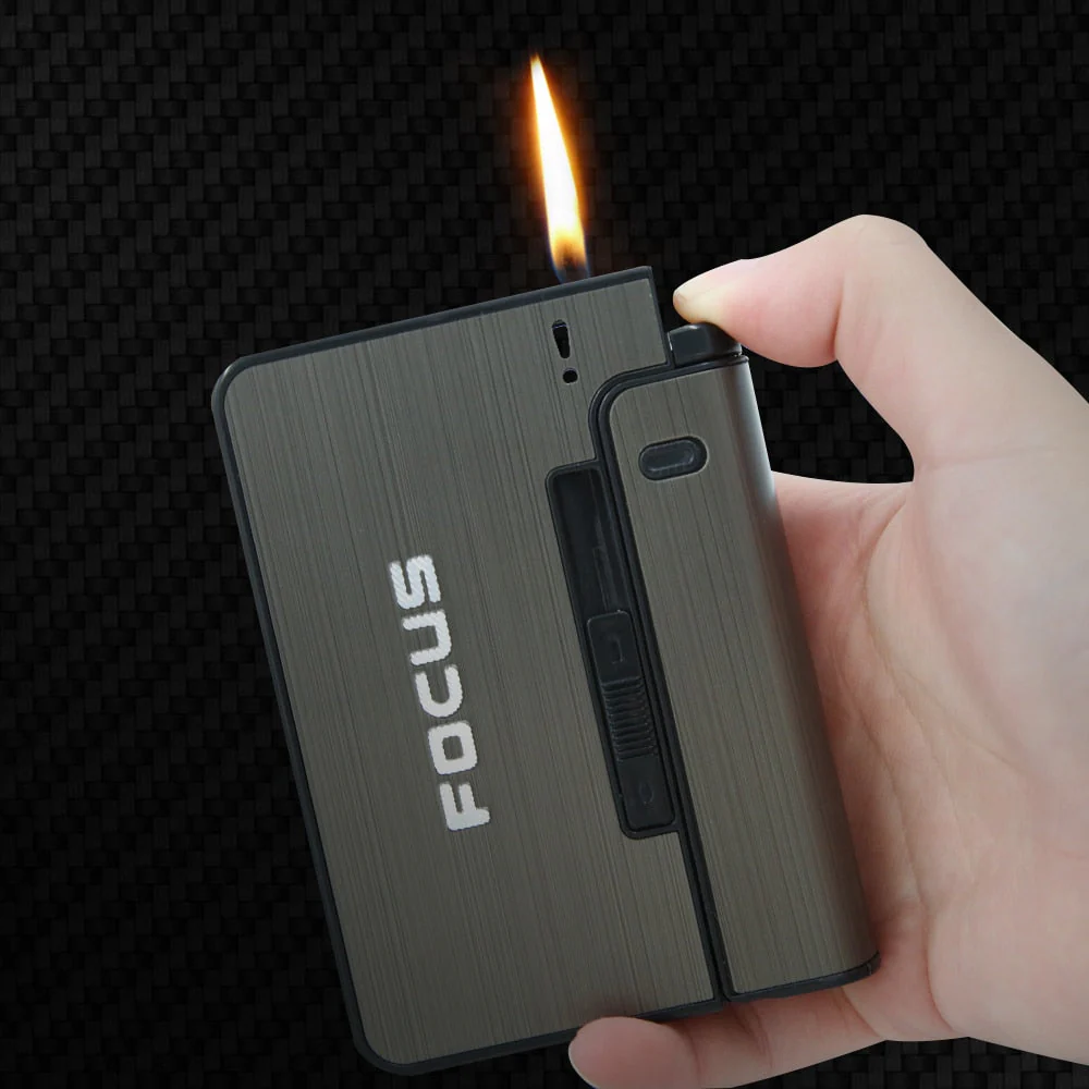 HULIANFU Portable Automatic Cigarette Case Metal Cigarette Boxes 10PCS Cigarette Holder Case Not Lighter Gadget for Men Christmas Gifts - Deanwangkt