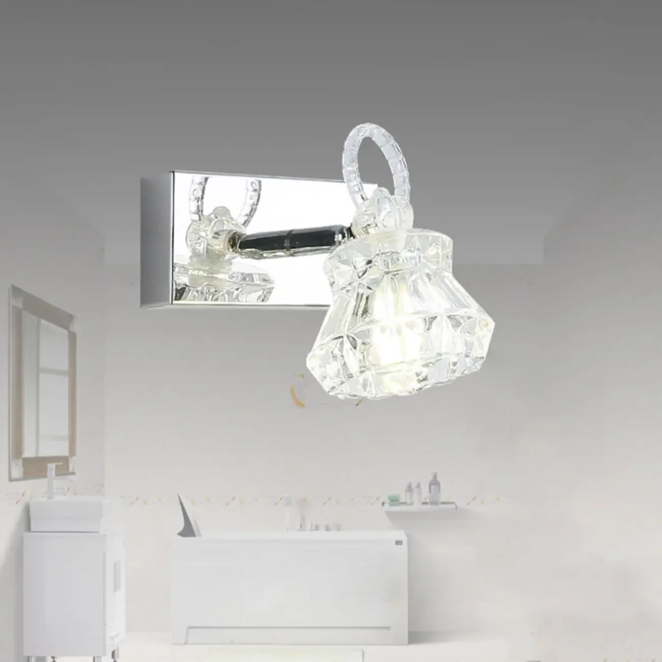 Luxury 3 Heads Silver Vanity Light with Clear Glass for Bathroom