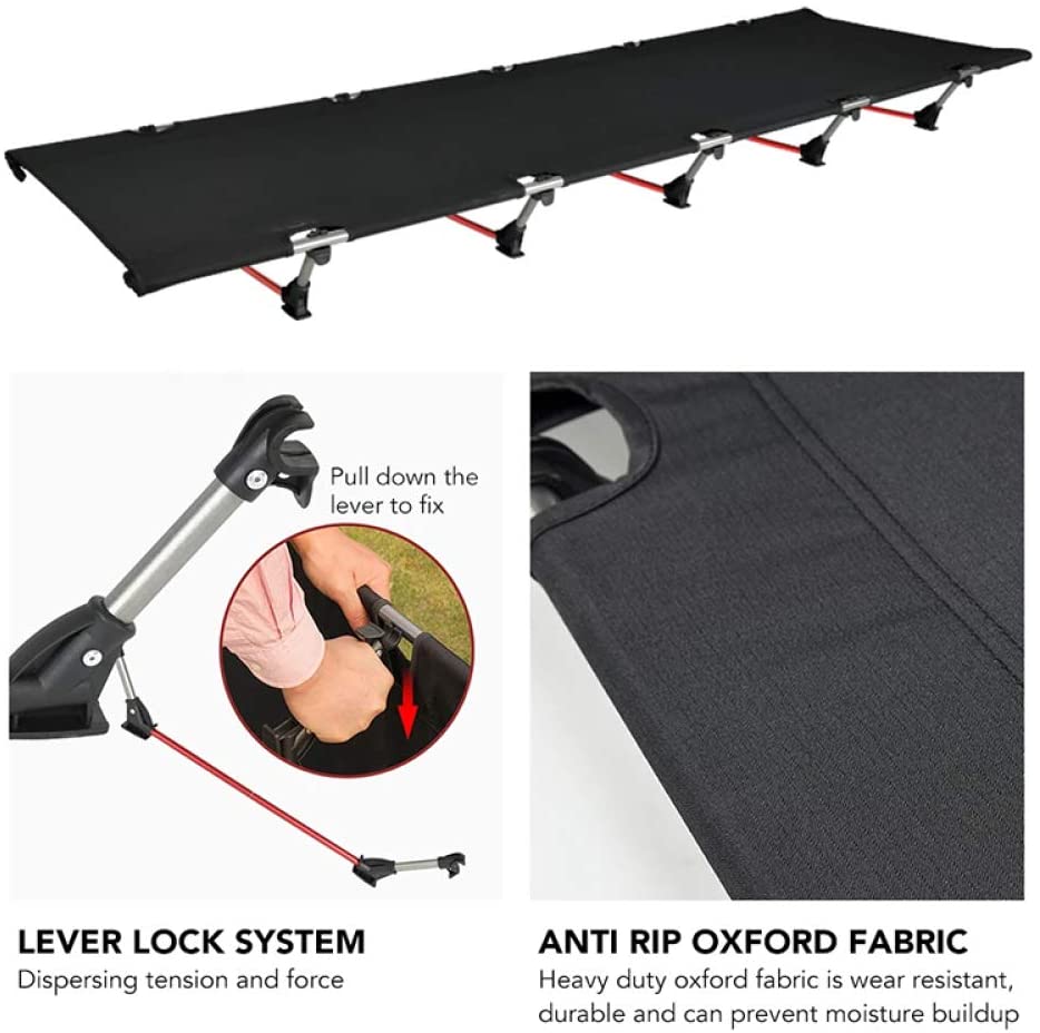 HULIANFU Portable Foldable Camping Cot Single Person Outdoor Folding Bed 330LB Bearing Weight Compact for Outdoor Picnic Camping - Deanwangkt