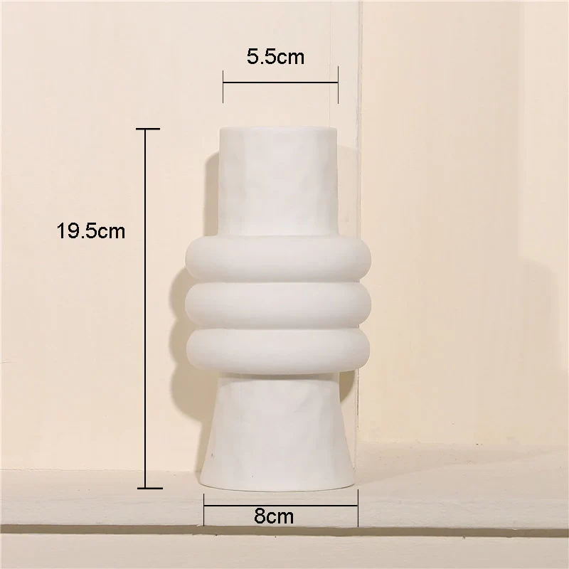 HULIANFU Nordic Ins Creative Ceramics Vase Home Ornaments White Vegetarian Flower Pot Vases Home Decorations Craft Gifts - Deanwangkt