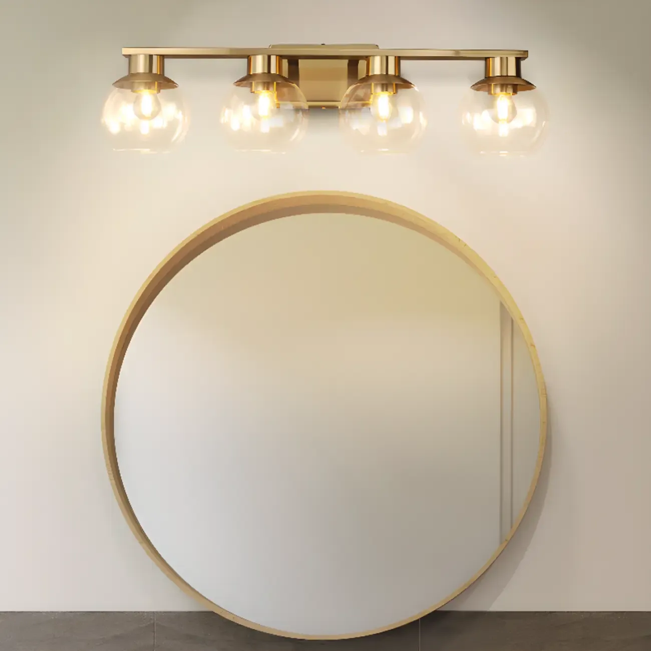 Classic Brass Vanity Lights with Transparent Ball Shade