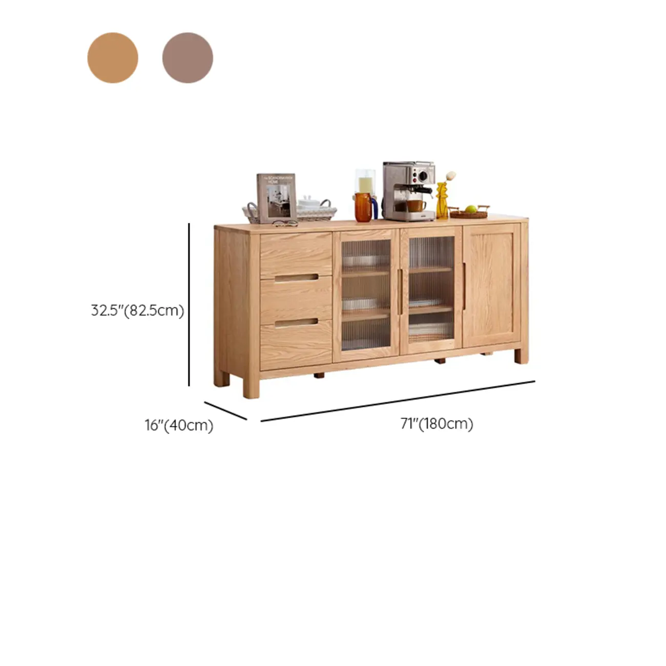 Modern Wood Sideboard with Shelves and Drawers