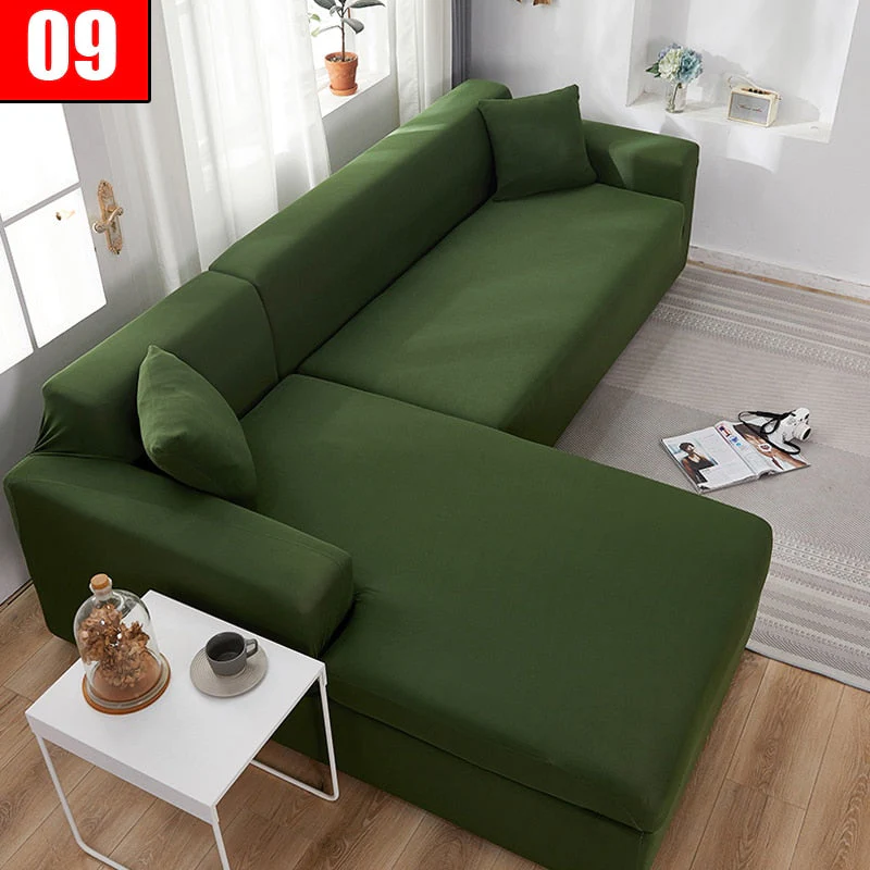 HULIANFU Solid Color Elastic Sofa Cover For Living Room 1/2/3/4 Seater L-Shaped Corner Sofa Cover Slipcover Stretch Couch Armchair Covers - Deanwangkt