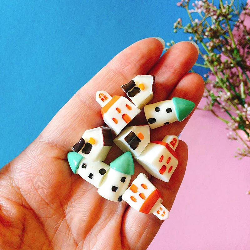 HULIANFU New~9 pcs mini house/little trees/miniatures cottage/shabby /cute/ fairy garden/gnome/moss terrarium home decor/crafts supplies - Deanwangkt