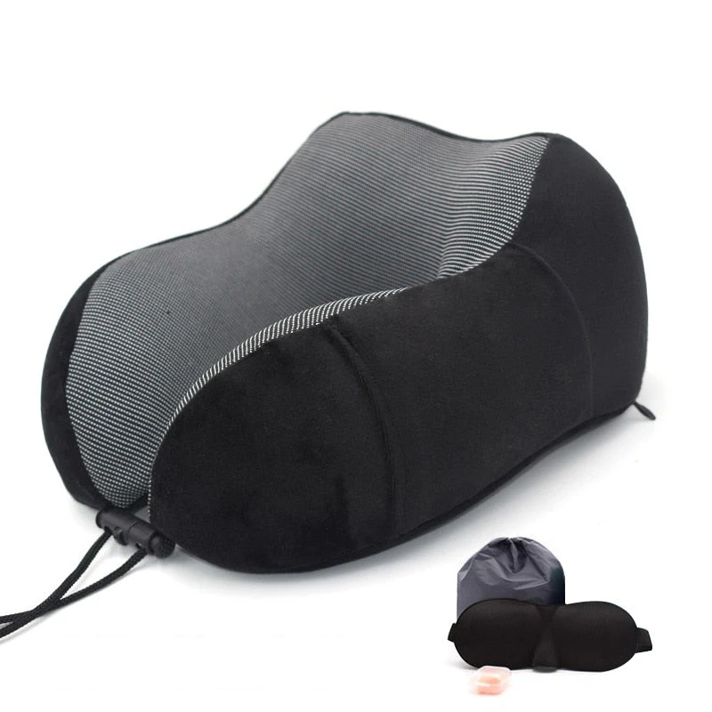 HULIANFU U Shaped Memory Foam Neck Pillows Soft Slow Rebound Space Travel Pillow Massage Neck Cervical Healthcare Bedding Drop Shipping - Deanwangkt