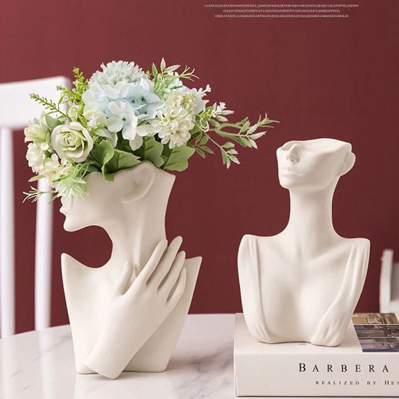HULIANFU Vase Home Decor Room Decoration Ceramic Vases Desktop Art Sculpture Flower Arrangement Wedding Decoration Flower Pot Furnishings - Deanwangkt